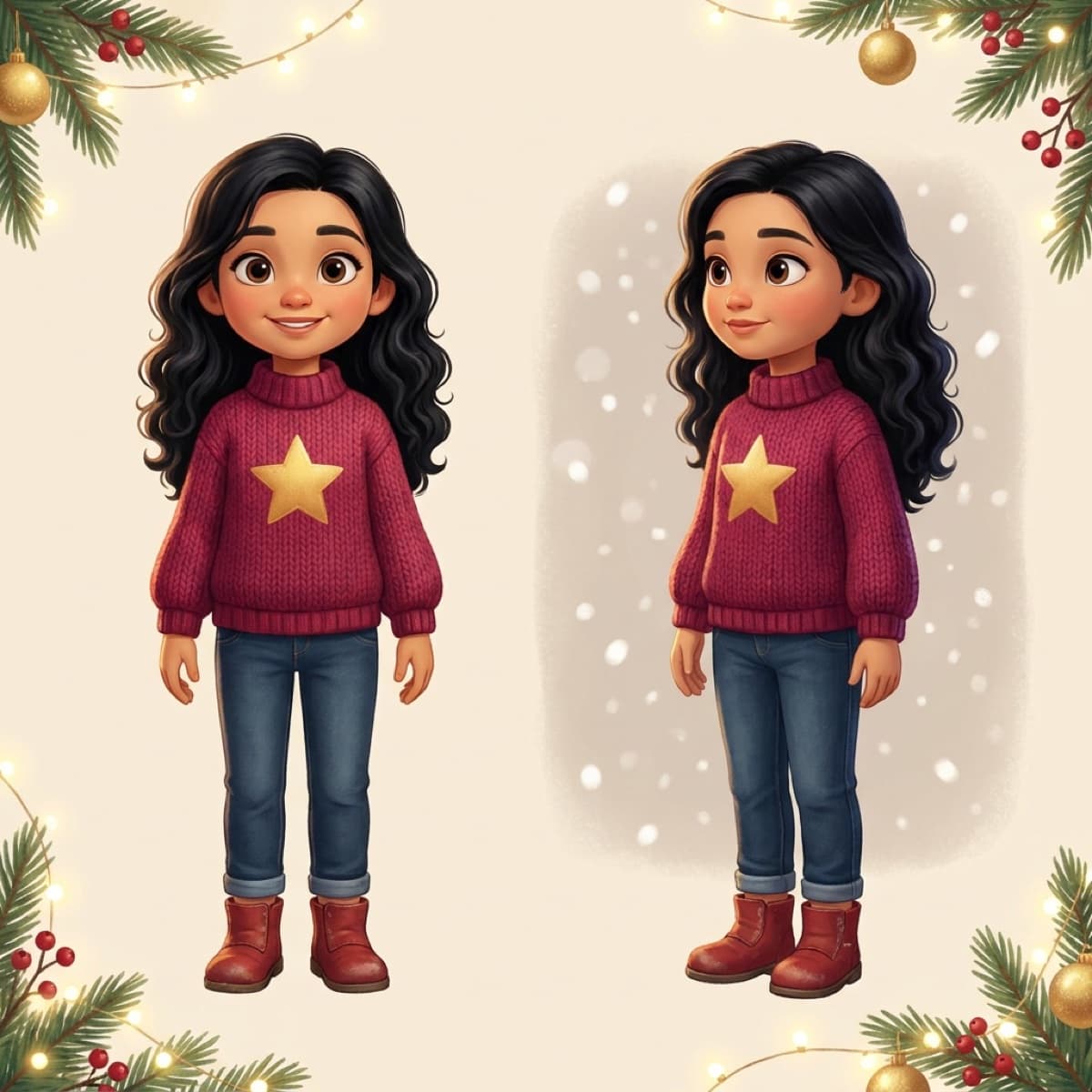 Maya’s character, front and side views